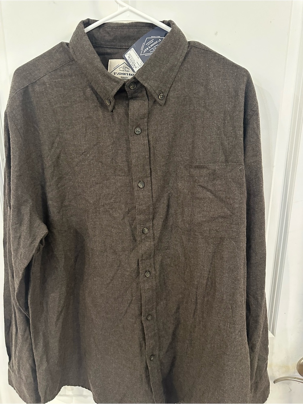 St. John's Bay Men's Dark Brown Button-Down Shirt